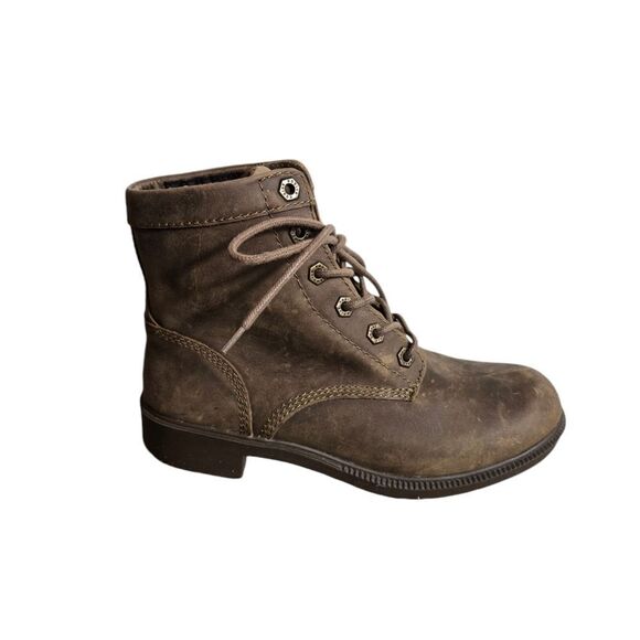 Kodiak Brown Leather Waterproof Lace Up Booties - Picture 1 of 9